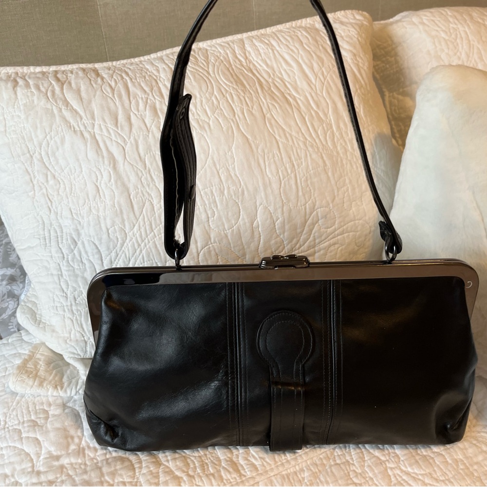 Vintage Ruth Stalz Designer Leather click lock Adjustable Strap Purse with scarf - Picture 3 of 16